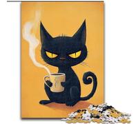 Puzzle 1000 pièces Art Abstrait Chat Noir Puzzle 1000 pièces avec Jeu interactif Familial, pour Les 14 Ans et Plus (Taille 26x38cm)