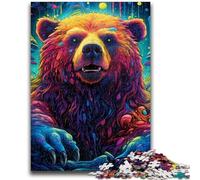 Puzzle 1000 pièces Art Animal Bear pour Adultes et Adolescents, Jeu Familial Anti-Stress, défi Difficile, Superbes Cadeaux et Jouets (38x26cm)