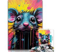 Puzzle 1000 pièces Art Animal Mouse pour Adolescents, Jouet éducatif et décompressant, Cadeau du Père Noël Secret (50x75cm)