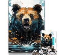 Puzzle 1000 pièces Art Animal Ours Puzzle pour Adolescents 1000 pièces, Relax Games est Un pour Toute la Famille 50x75cm