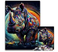 Puzzle 1000 pièces Art Animalier Rhinocéros Puzzles stimulants Jeu décoratif à Faire soi-même, Jouet interactif Familial 50x75cm/19,68x29,52 Pouces