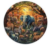 Puzzle 1000 pièces, Art coloré, Monde Animal, Puzzle Rond, Jeu Familial interactif, décoration d'intérieur à Faire soi-même, Cadeau Stimulant (67,5 x 67,5 cm)