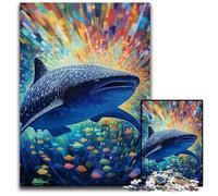 Puzzle 1000 pièces, Art coloré, Requin-Baleine, Puzzles pour Adultes, idéal pour Les Amoureux, du Nouvel an, de la Saint-Valentin 26x38cm / 10,23x14,96 Pouces