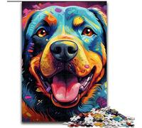 Puzzle 1000 pièces Art coloré Rottweiler Puzzles en Carton pour Adultes Défi cérébral, Cadeau Parfait pour Les Adolescents et décoration intérieure Taille : 38x26cm