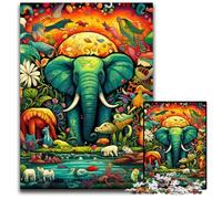 Puzzle 1000 pièces Art Elephant pour Adultes Puzzles pour Adultes Idéal pour Les Amoureux, Cadeau Parfait pour Noël, Nouvel an, Saint-Valentin 26x38cm / 10,23x14,96 Pouces