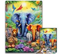 Puzzle 1000 pièces Art Éléphant Puzzles pour Adultes Idéal pour Les Amoureux, du Nouvel an, de la Saint-Valentin 50x75cm / 19,68x29,52 Pouces