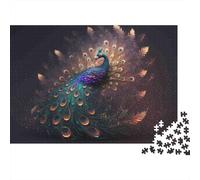 Puzzle 1000 pièces Art Fantastique Paon - Paon Mystique, Premium Robuste, qualité, défi, Relaxant, Cadeau Familial 70x50cm/1000pcs