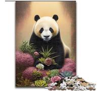 Puzzle 1000 pièces Art Flower avec Panda pour Adultes et Adolescents, Cadeau Amusant et Anti-Stress pour Passer Le Temps à la Maison (26x38cm)