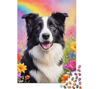 Puzzle 1000 pièces Art Flowers Dogs pour Adultes, Puzzle 1000 pièces, Jouet à Faire soi-même comme Cadeau d'anniversaire (75 x 50 cm)