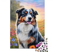 Puzzle 1000 pièces Art Flowers Dogs pour Adultes, Puzzle 1000 pièces, Jouet à Faire soi-même comme Cadeau d'anniversaire (75 x 50 cm)