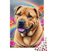 Puzzle 1000 pièces Art Flowers Dogs pour Adultes, Puzzle 1000 pièces, Jouet à Faire soi-même comme Cadeau d'anniversaire (75 x 50 cm)