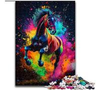 Puzzle 1000 pièces Art Graffiti Cheval, Art Intéressant, Anti-Stress, avec Père Noël, pour Les 14 Ans (50x75cm)