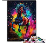 Puzzle 1000 pièces Art Graffiti Cheval Puzzle en Bois 50x75cm Idéal pour Les Jeux en Famille, Les Jeux de société et Les Cadeaux d'anniversaire