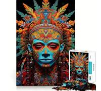 Puzzle 1000 pièces Art Guerrier Huichol Jeu de Concentration mentale sans Espace,Design ajusté,défi cérébral interactif pour la Maison (50x75cm)