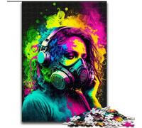 Puzzle 1000 pièces Art Masques à gaz Puzzle en Bois pour Adolescents Jeux éducatifs familiaux Décoration de la Maison Cadeau (Taille 26x38cm)
