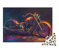 Puzzle 1000 pièces Art Moto néon Adulte - Moto Chopper psychédélique, Premium Robuste, Vibrant, défi, Jeu Familial 52x38cm/1000pcs