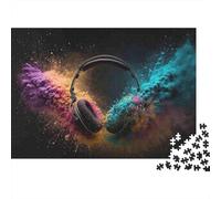 Puzzle 1000 pièces Art Musical Casque Audio, Compétences Cognitives, pour Adolescents, 52x38cm