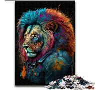 Puzzle 1000 pièces Art Néon Lion Puzzle pour Les Adolescents, Les Couples et Les Amis pour Les Anniversaires, Noël (Taille : 50x75cm)