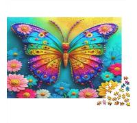 Puzzle 1000 pièces Art Papillon Arc-en-Ciel, Art coloré, Carton Premium recy oupe précise, Pièces emboîtables, Adultes, 38x26cm