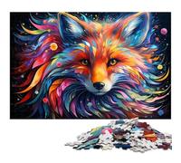 Puzzle 1000 pièces Art psychédélique coloré Renard Puzzle en Bois pour Adultes décoration familiale 1000 pièces (75 x 50 cm)