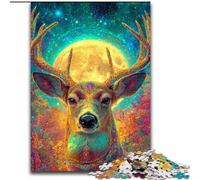 Puzzle 1000 pièces, Art psychédélique et visionnaire du cerf, pour Les Adolescents, Les Couples et Les Amis pour Les Anniversaires et Noël (Taille 50x75cm)