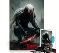Puzzle 1000 pièces Assassin Vampire Sanglant avec Épée Jeu d'Assemblage Précis et Amusant,Activité Cérébrale Intelligente,Jeu de Temps Réduit,Cadeau d'anniversaire (38x52cm)