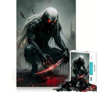 Puzzle 1000 pièces Assassin Vampire Sanglant avec épée,Travail Manuel de précision,Jeu créatif,Loisirs,Cadeau de décoration d'anniversaire (50x75cm)