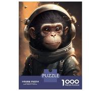 Puzzle 1000 Pièces Astronaut Space Monkey Puzzle Adulte, Casse-tête, Découpe De Précision, Cadeau Unique pour Anniversaire Et Noël 38x26cm/1000pcs