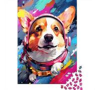 Puzzle 1000 pièces Astronaute Artistique Corgi Puzzles Garçons et Filles Puzzle Difficulté Puzzles Éducation Jouets Jeux Famille 1000pcs (75x50cm)