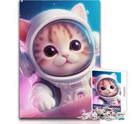 Puzzle 1000 pièces Astronaute Bébé Chaton Roux - Jeu éducatif, Analyse et logique - Idée Cadeau Père Noël Secret - Dimensions : 50x75cm