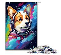 Puzzle 1000 pièces Astronaute Bébé Corgi pour Adultes Puzzle en Bois Jeux Familiaux 75x50cm
