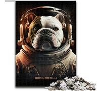 Puzzle 1000 pièces Astronaute Bulldog, Art Intéressant, Réduction du Stress, Liste de Souhaits avec Père Noël, pour Les 14 Ans (50x75cm)