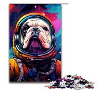 Puzzle 1000 pièces Astronaute Bulldog pour Adultes Puzzle Impossible Soulagement du Stress pour Adolescents de 14 Ans et Plus 75 x 50 cm