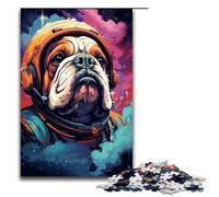 Puzzle 1000 pièces Astronaute Bulldog pour Adultes Puzzle Impossible Soulagement du Stress pour Adolescents de 14 Ans et Plus 75 x 50 cm