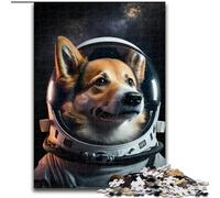 Puzzle 1000 pièces Astronaute Corgi Puzzle en Bois Taille 50x75cm Parfait pour s'amuser en Famille, Jeux de société, Cadeaux de fête d'anniversaire