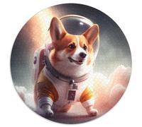 Puzzle 1000 pièces Astronaute Corgi Puzzle Rond 1000 pièces pour Adultes Activité éducative pour Les compétences cognitives Amélioration des compétences cognitives 67,5 x 67,5 cm