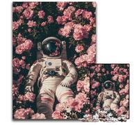 Puzzle 1000 pièces Astronaute dans la mer de Fleurs Puzzles en Carton Soulagement du Stress Séjour Passe-Temps, Une œuvre d'art pour et 14 Ans 26X38CM