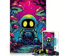 Puzzle 1000 pièces Astronaute dans Une forêt de Champignons psychédéliques Découpe Lisse Jeu de réflexion Cadeau Temps de Jeu Relaxant Décoration de Noël (38x52cm)