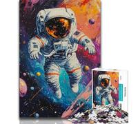Puzzle 1000 pièces Astronaute de l'espace pour Adultes et Adolescents, Jeu Stimulant Chaque pièce est Unique - Jeu Familial Stimulant et Amusant 38x26cm