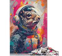 Puzzle 1000 pièces Astronaute Écureuil de l'espace pour Adultes Puzzle Cadeau Halloween en Papier Puzzles pour Adultes pour s'amuser en Famille et soirées Jeux 1000 pièces (75x50cm)