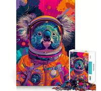 Puzzle 1000 pièces Astronaute Espace Koala Décoration Murale Clean Fit Jeu de logique et d'adresse pour des Moments de détente Décoration de Noël (38x52cm)