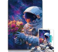 Puzzle 1000 pièces Astronaute et Fleurs pour Ados et Adultes, Jeu Stimulant, idéal comme Cadeau pour Toute la Famille (50x75cm)