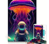 Puzzle 1000 pièces Astronaute et Méduse Découpe Lisse Jeu de réflexion Cadeau détente et Divertissement Pièce Artistique de Noël (38x26cm)