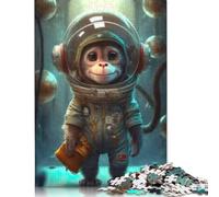 Puzzle 1000 Pièces Astronaute et Singe Espace pour Adultes, Puzzle en Bois Jeu Éducatif pour Adolescents, 1000 Pièces (75x50cm)
