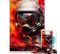 Puzzle 1000 pièces Astronaute Flammes Abstrait Décoration épurée Jeu de logique et de Concentration pour des Moments de détente Décoration Murale de Noël (38x26cm)