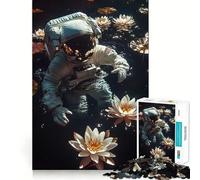 Puzzle 1000 pièces Astronaute Flotteurs Jeu de réflexion décoratif et Facile à Installer Cadeau Calme pour Un Moment de détente Cadeau d'anniversaire Artistique (38x26cm)