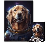 Puzzle 1000 pièces Astronaute Golden Retriever Puzzles Difficiles pour Adultes Parfait pour Les Cadeaux d'anniversaire, de Noël et d'halloween 26x38cm/10,23x14,96 Pouces