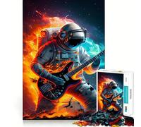 Puzzle 1000 pièces Astronaute Jouant de la Guitare Décoration épurée Jeu de réflexion Cadeau Jeu Calme Cadeau d'anniversaire Artistique (50x75cm)