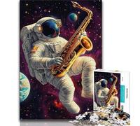 Puzzle 1000 pièces Astronaute Jouant du Saxophone, Anti-Stress, défi Difficile, Chaque pièce est Unique - Jeu Familial Stimulant (75x50cm)