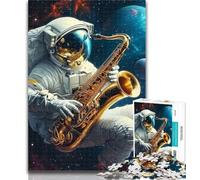 Puzzle 1000 pièces Astronaute Jouant du Saxophone Puzzle 1000 pièces pour Adultes et Adolescents, décoration intérieure Unique et Cadeaux pour Les 14 Ans 50x75cm